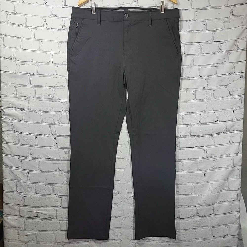 Weatherproof Vintage Mens Tech Pant Dark Gray Straight 5 Pocket 40x32 Nylon Flex